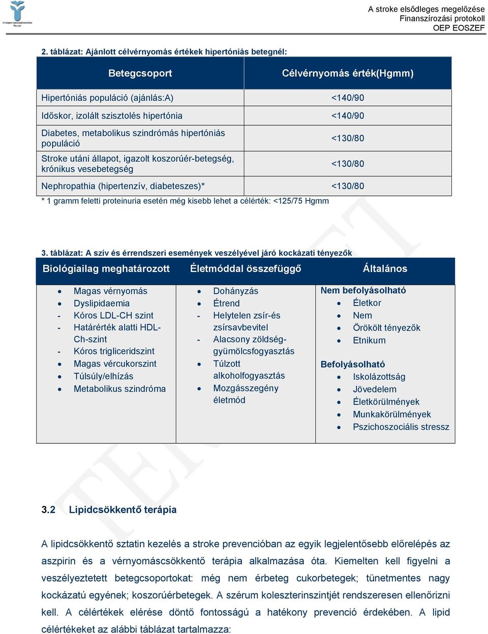 gramm feletti proteinuria esetén még kisebb lehet a célérték: <125/75 Hgmm 3.