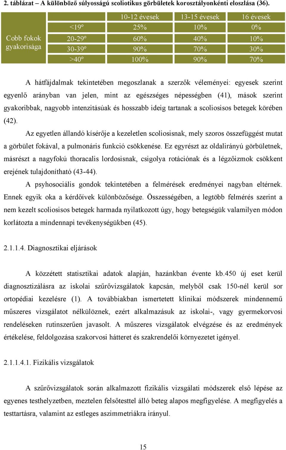 egyesek szerint egyenlő arányban van jelen, mint az egészséges népességben (41), mások szerint gyakoribbak, nagyobb intenzitásúak és hosszabb ideig tartanak a scoliosisos betegek körében (42).