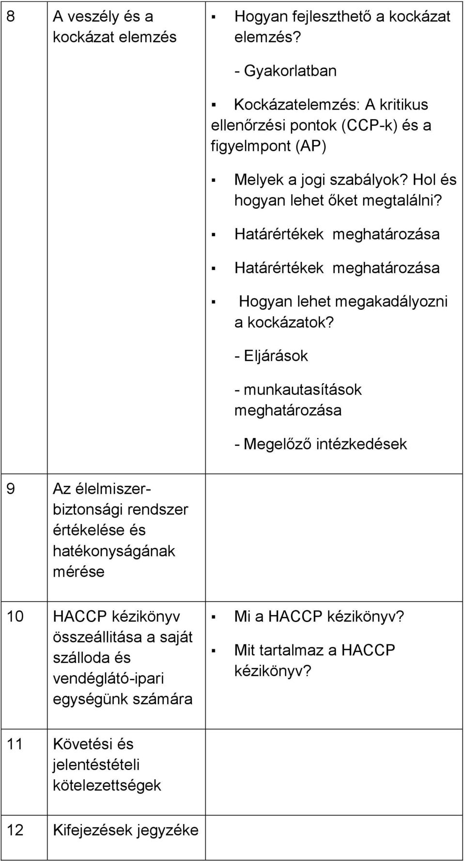 Határértékek meghatározása Határértékek meghatározása Hogyan lehet megakadályozni a kockázatok?