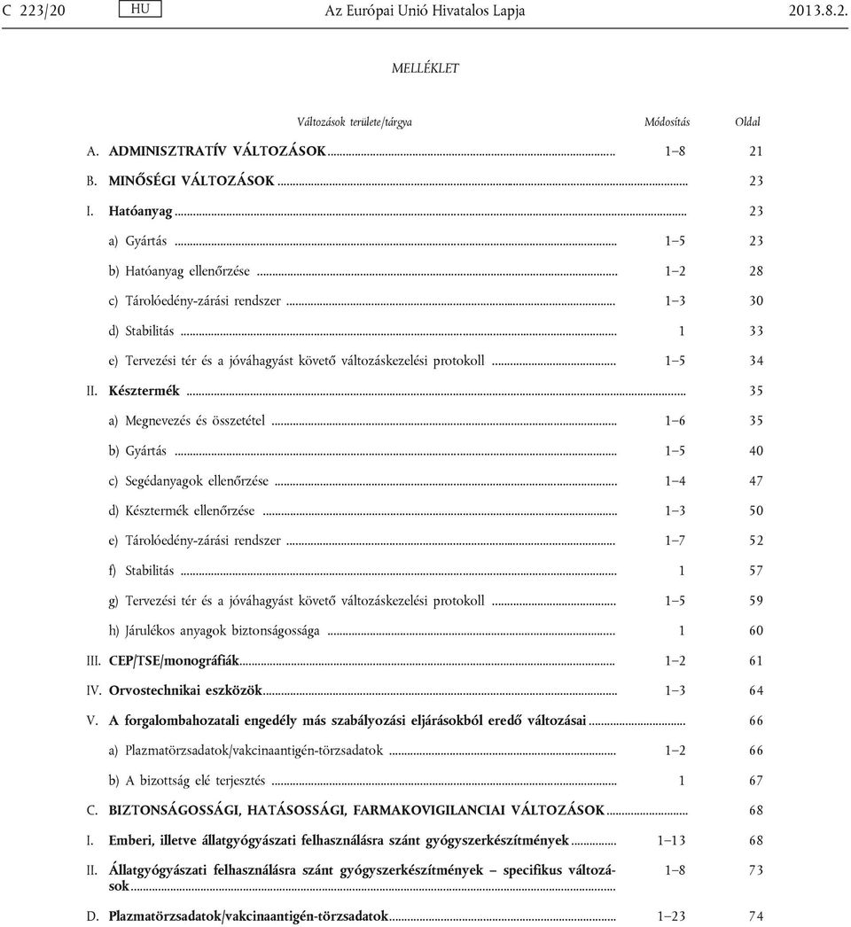.. 35 a) Megnevezés és összetétel... 1 6 35 b) Gyártás... 1 5 40 c) Segédanyagok ellenőrzése... 1 4 47 d) Késztermék ellenőrzése... 1 3 50 e) Tárolóedény-zárási rendszer... 1 7 52 f) Stabilitás.