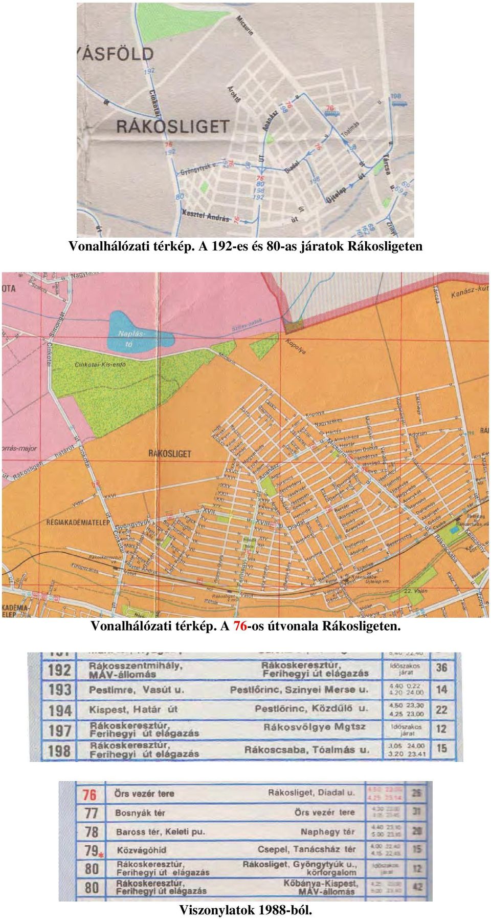 Rákosligeten  A 76-os útvonala