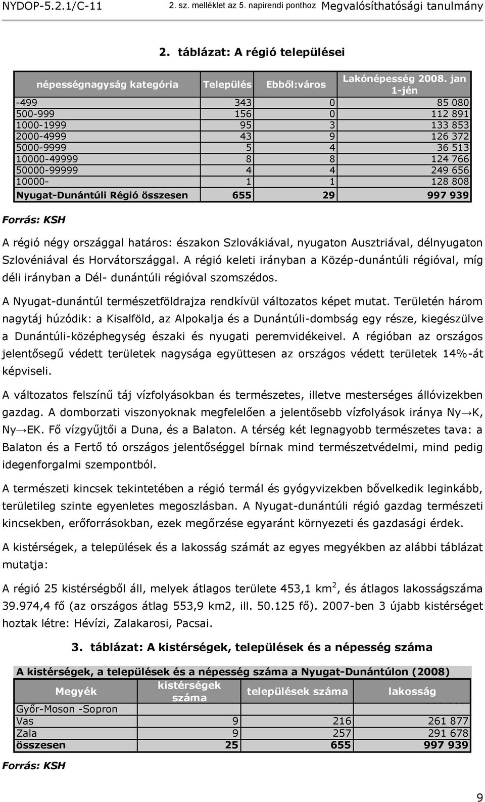 Régió összesen 655 29 997 939 Forrás: KSH A régió négy országgal határos: északon Szlovákiával, nyugaton Ausztriával, délnyugaton Szlovéniával és Horvátországgal.