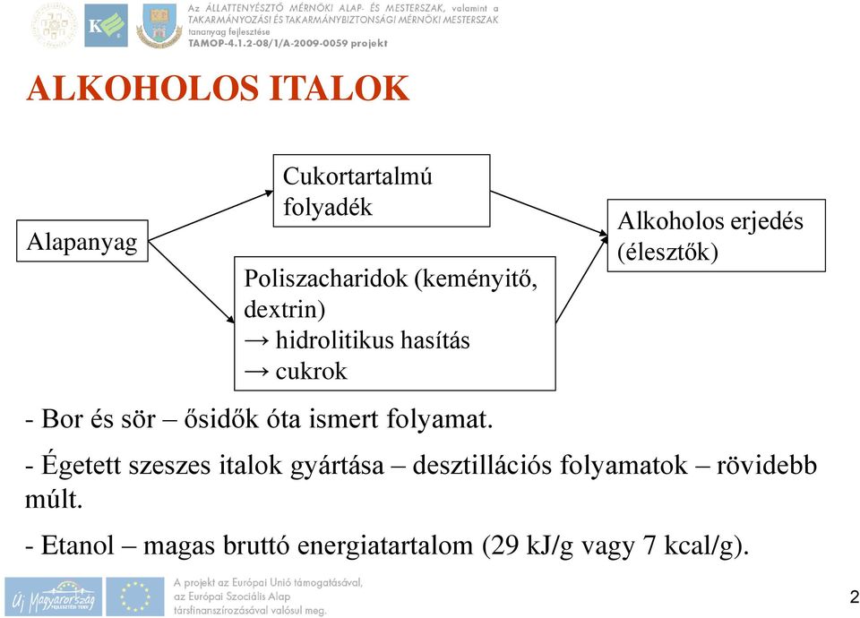 Alkoholos erjedés (élesztők) - Égetett szeszes italok gyártása desztillációs