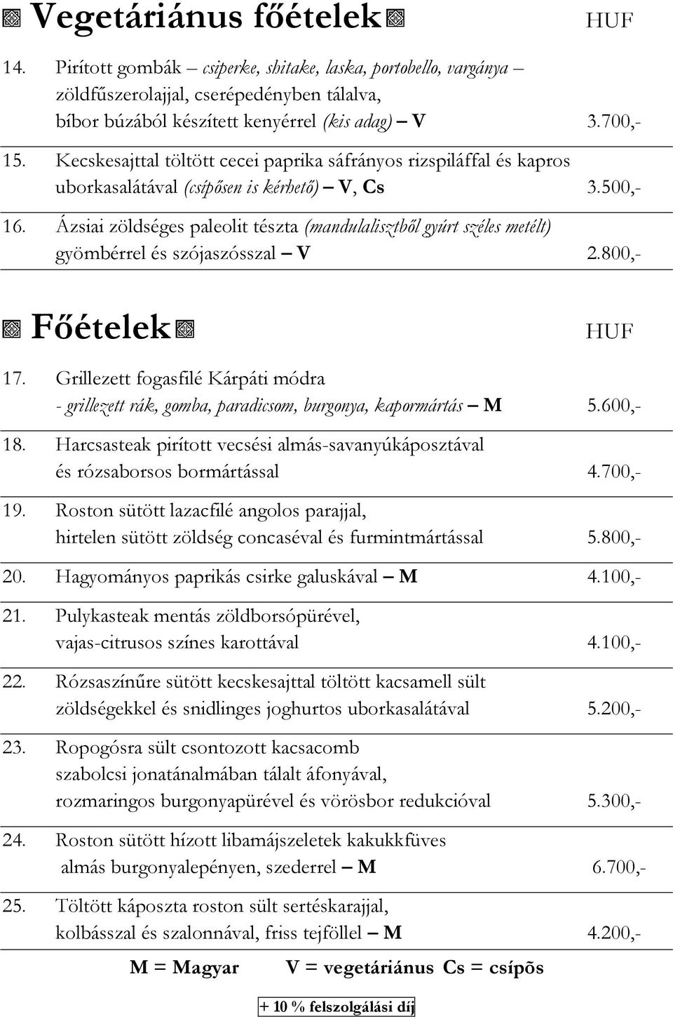 Ázsiai zöldséges paleolit tészta (mandulalisztből gyúrt széles metélt) gyömbérrel és szójaszósszal V 2.800,- Főételek 17.