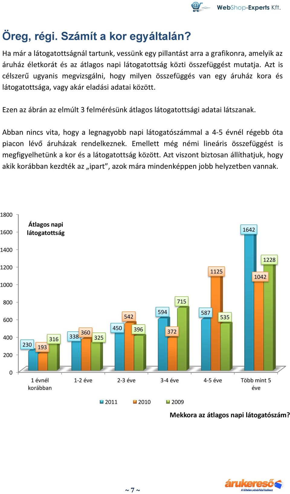 Azt is célszerű ugyanis megvizsgálni, hogy milyen összefüggés van egy áruház kora és látogatottsága, vagy akár eladási adatai között.