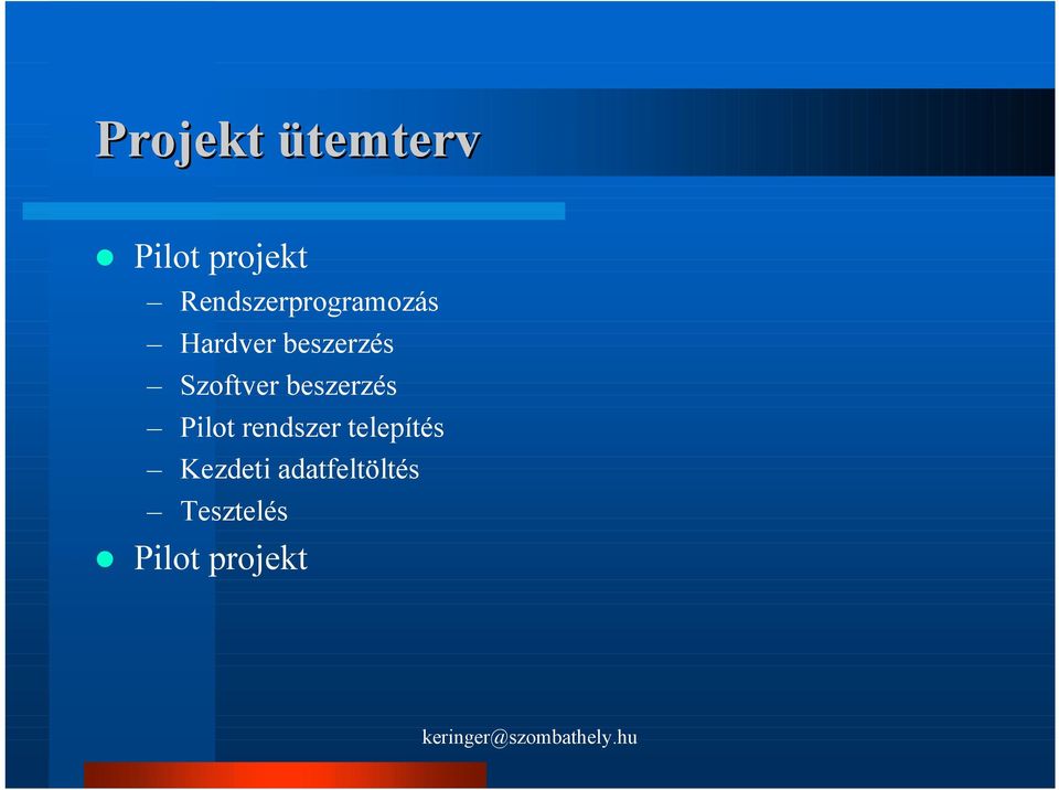 Szoftver beszerzés Pilot rendszer