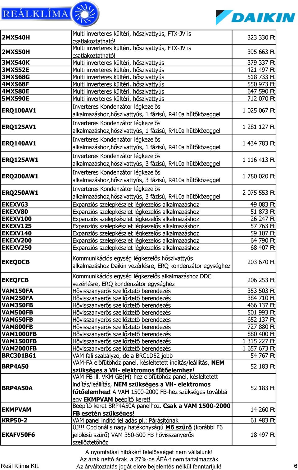 inverteres kültéri, hőszivattyús 550 973 Ft 4MXS80E Multi inverteres kültéri, hőszivattyús 647 590 Ft 5MXS90E Multi inverteres kültéri, hőszivattyús 712 070 Ft ERQ100AV1 Inverteres Kondenzátor