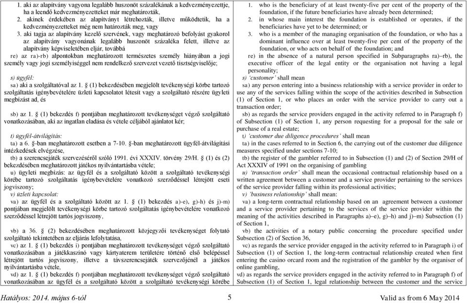 aki tagja az alapítvány kezelő szervének, vagy meghatározó befolyást gyakorol az alapítvány vagyonának legalább huszonöt százaléka felett, illetve az alapítvány képviseletében eljár, továbbá re) az