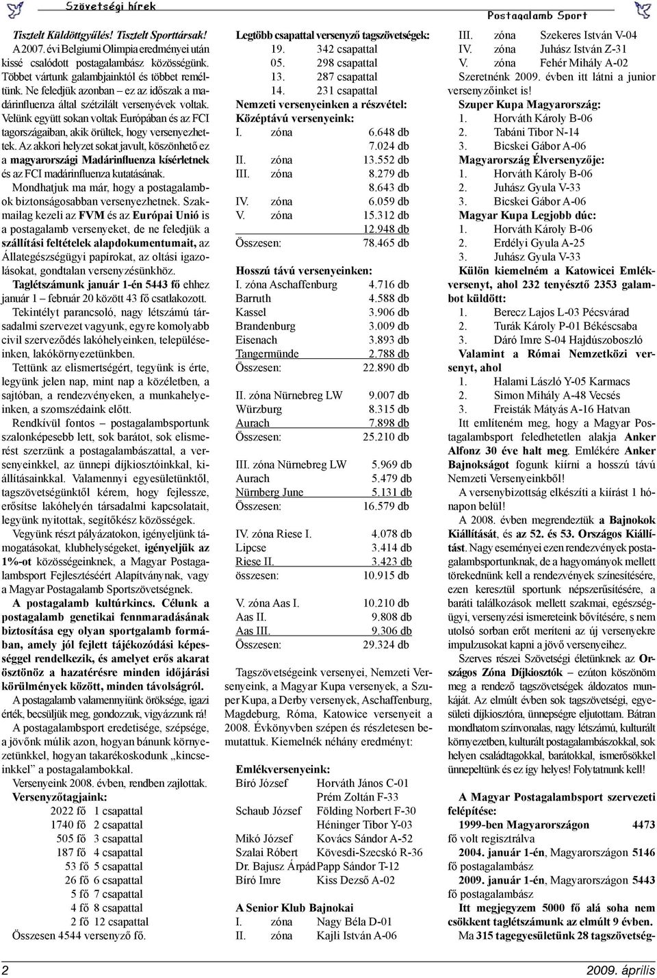 Az akkori helyzet sokat javult, köszönhető ez a magyarországi Madárinfluenza kísérletnek és az FCI madárinfluenza kutatásának. Mondhatjuk ma már, hogy a postagalambok biztonságosabban versenyezhetnek.