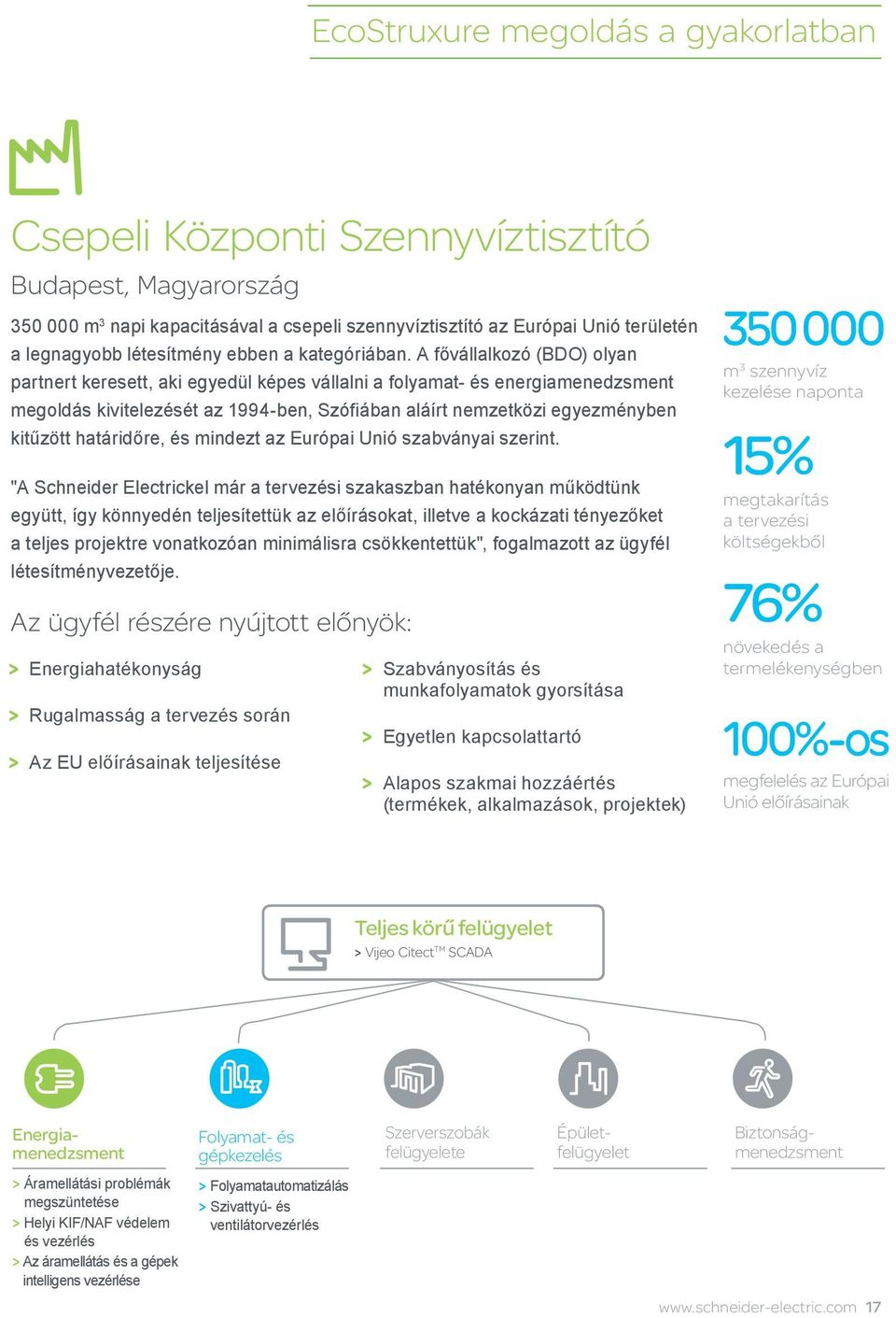 A fővállalkozó (BDO) olyan partnert keresett, aki egyedül képes vállalni a folyamat- és energiamenedzsment megoldás kivitelezését az 1994-ben, Szófiában aláírt nemzetközi egyezményben kitűzött