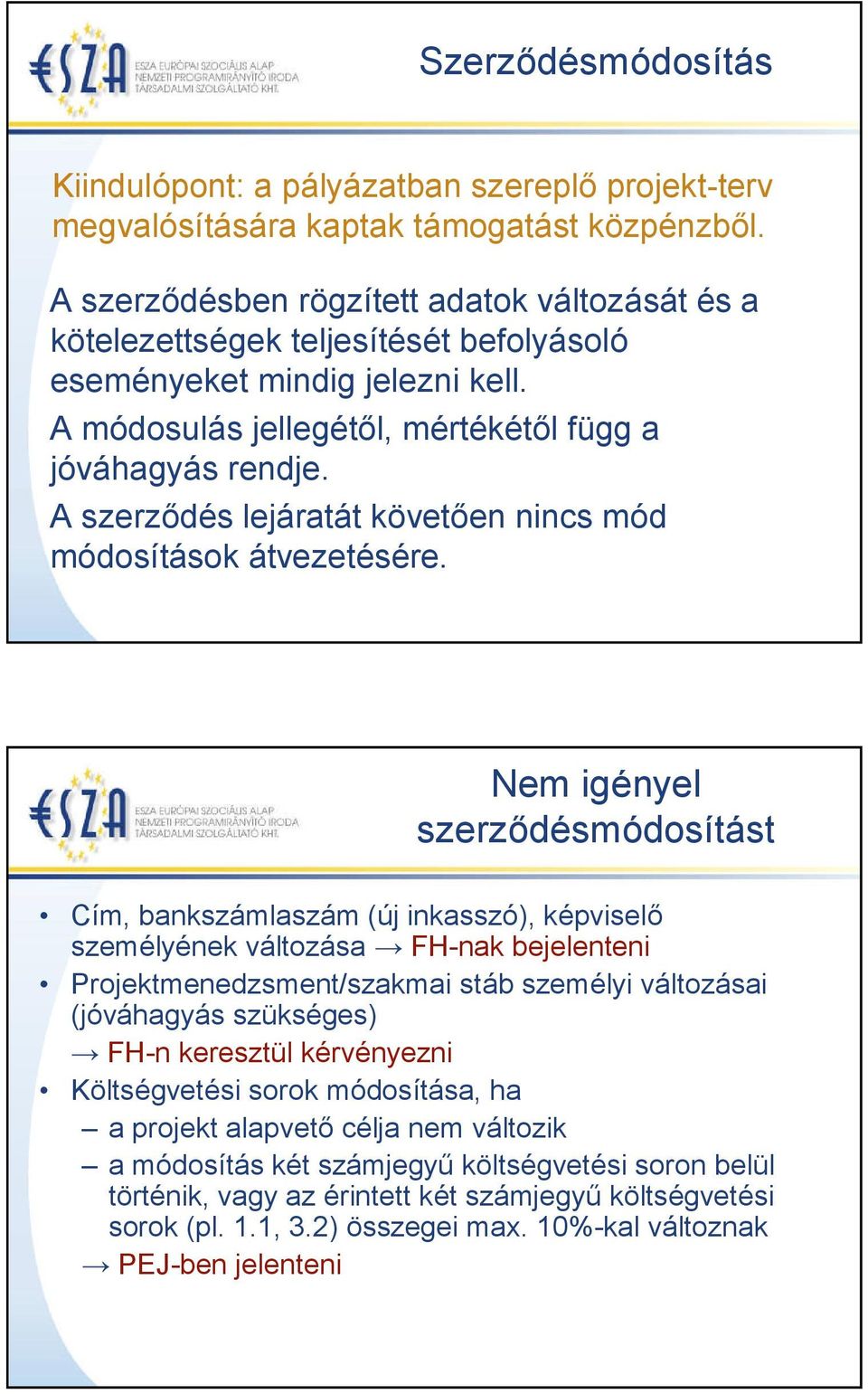 A szerződés lejáratát követően nincs mód módosítások átvezetésére.