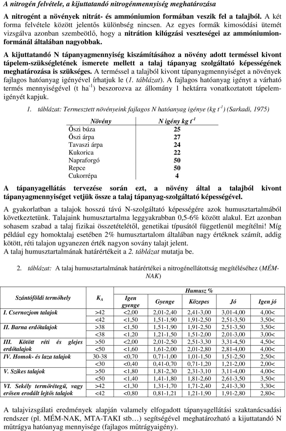 Az egyes formák kimosódási ütemét vizsgálva azonban szembeötlı, hogy a nitrátion kilúgzási veszteségei az ammóniumionformánál általában nagyobbak.