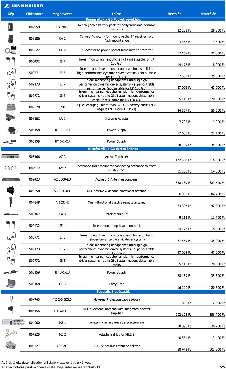 headphones kit (not suitable for EK 100 G3) 14 173 Ft 18 000 Ft In-ear, bass driven, monitoring headphones utilising high-performance dynamic driver systems.