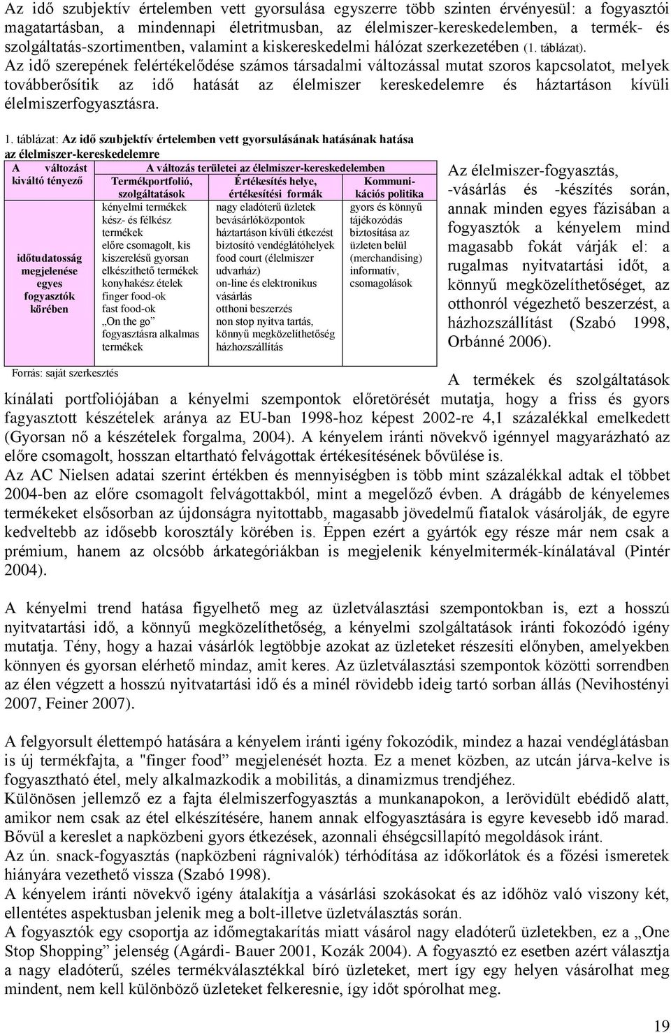 Az idő szerepének felértékelődése számos társadalmi változással mutat szoros kapcsolatot, melyek továbberősítik az idő hatását az élelmiszer kereskedelemre és háztartáson kívüli