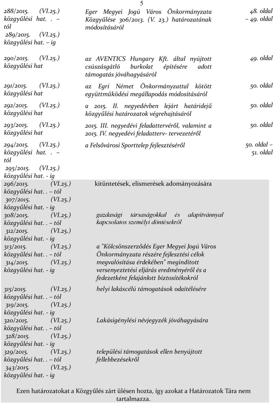 (VI.25.) közgyűlési hat.. tól 307/2015. (VI.25.) közgyűlési hat. - ig 308/2015. (VI.25.) közgyűlési hat.. tól 312/2015. (VI.25.) közgyűlési hat. - ig 313/2015. (VI.25.) közgyűlési hat.. tól 314/2015.