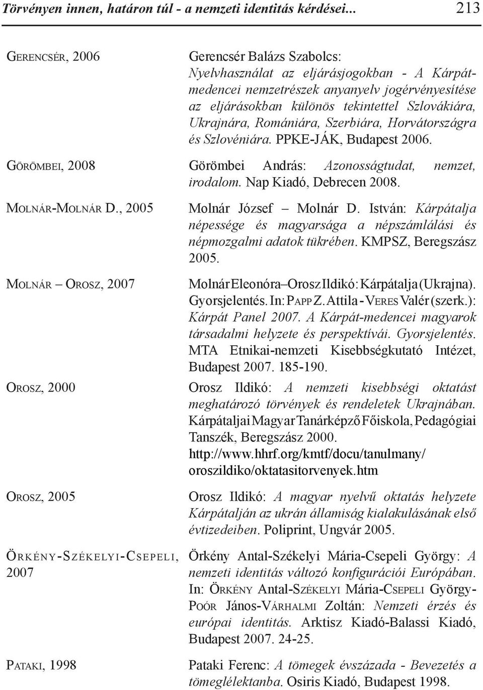 Ukrajnára, Romániára, Szerbiára, Horvátországra és Szlovéniára. PPKE-JÁK, Budapest 2006. Gö r ö m b e i, 2008 Görömbei András: Azonosságtudat, nemzet, irodalom. Nap Kiadó, Debrecen 2008.