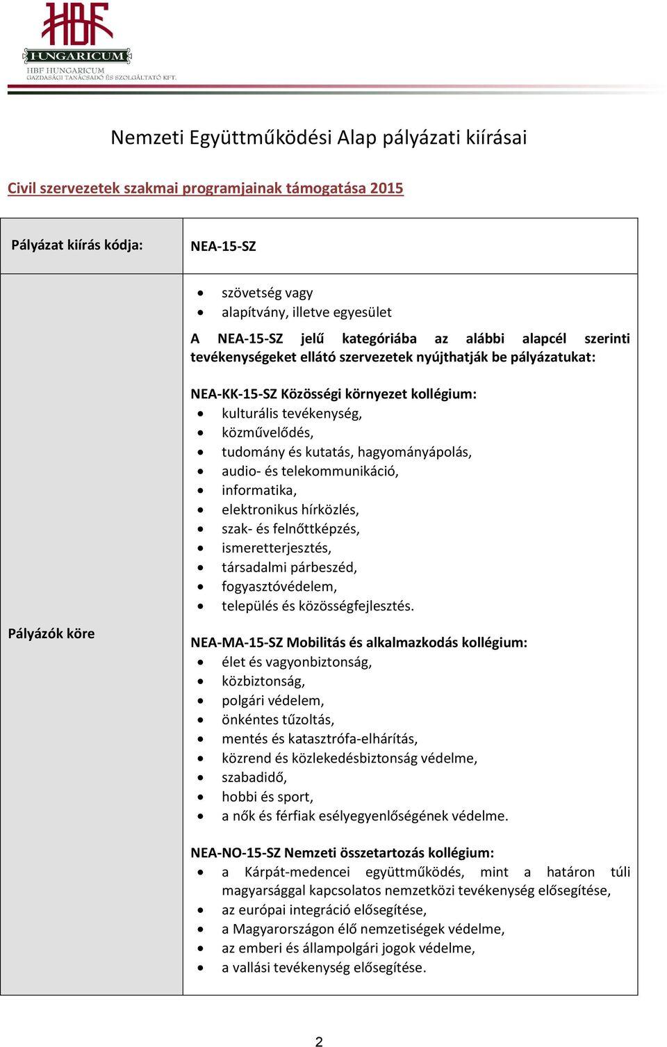 és kutatás, hagyományápolás, audio- és telekommunikáció, informatika, elektronikus hírközlés, szak- és felnőttképzés, ismeretterjesztés, társadalmi párbeszéd, fogyasztóvédelem, település és