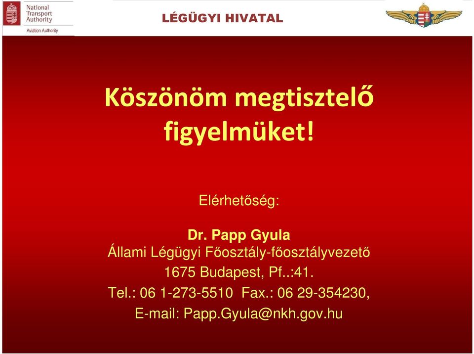 Papp Gyula Állami Légügyi Főosztály-főosztályvezető
