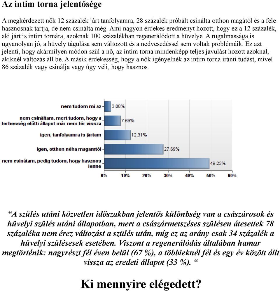 A rugalmassága is ugyanolyan jó, a hüvely tágulása sem változott és a nedvesedéssel sem voltak problémáik.
