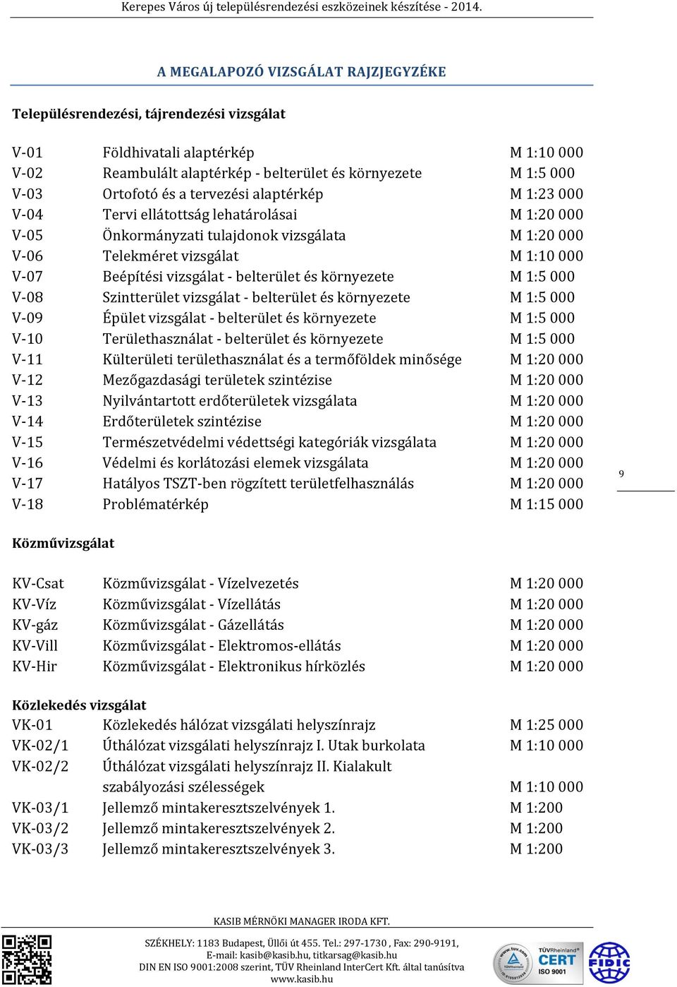 belterület és környezete M 1:5 000 V-08 Szintterület vizsgálat - belterület és környezete M 1:5 000 V-09 Épület vizsgálat - belterület és környezete M 1:5 000 V-10 Területhasználat - belterület és