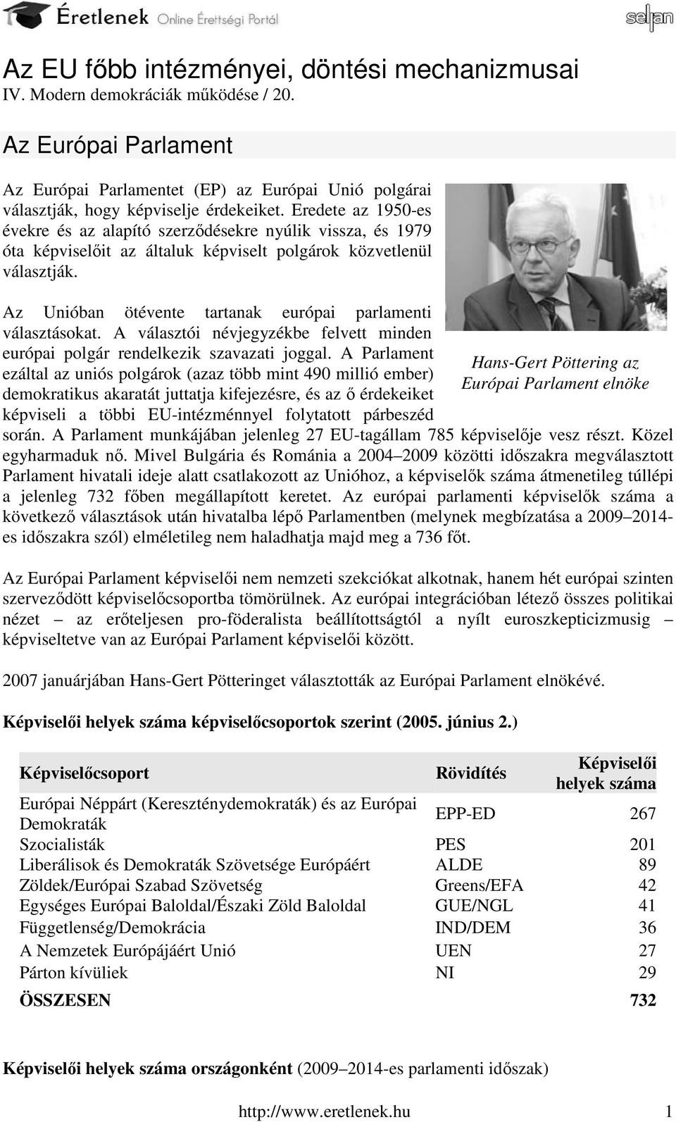 Az Unióban ötévente tartanak európai parlamenti választásokat. A választói névjegyzékbe felvett minden európai polgár rendelkezik szavazati joggal.