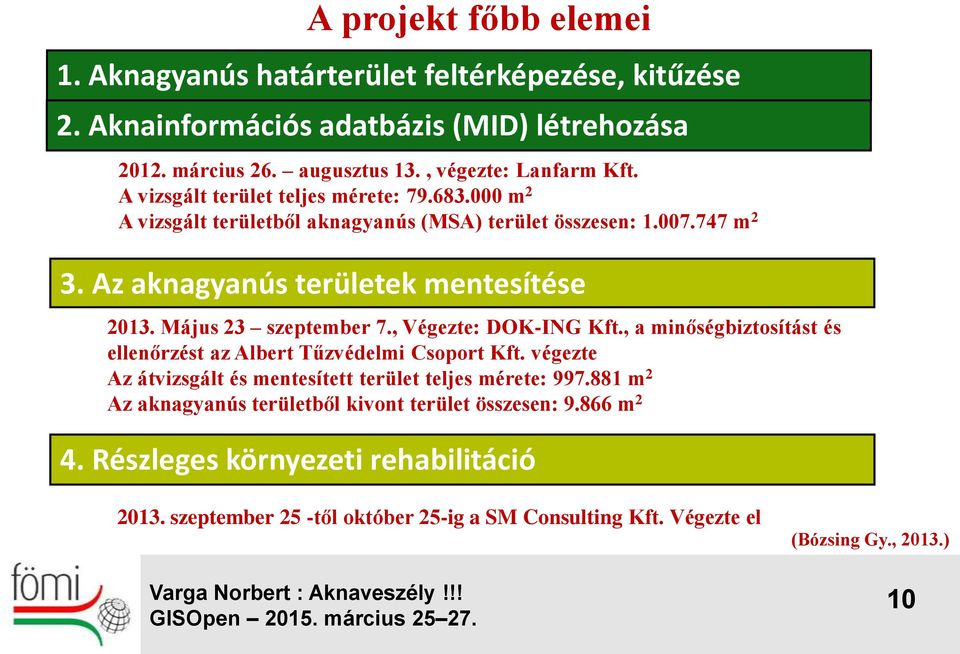 Május 23 szeptember 7., Végezte: DOK-ING Kft., a minőségbiztosítást és ellenőrzést az Albert Tűzvédelmi Csoport Kft. végezte Az átvizsgált és mentesített terület teljes mérete: 997.