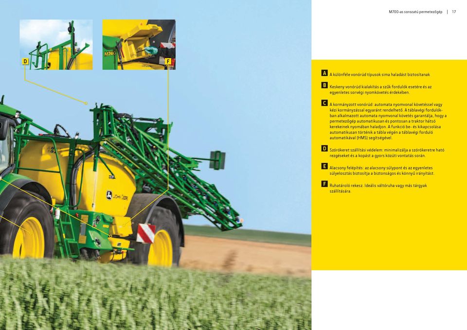 A táblavégi fordulókban alkalmazott automata nyomvonal követés garantálja, hogy a permetezőgép automatikusan és pontosan a traktor hátsó kerekeinek nyomában haladjon.