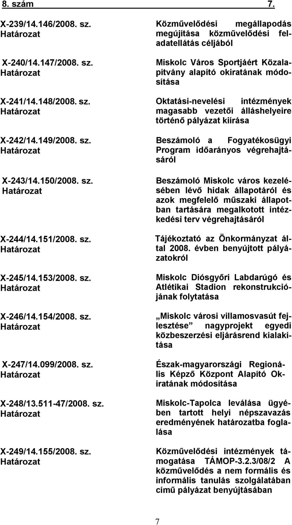 Határozat X-246/14.154/2008. sz.