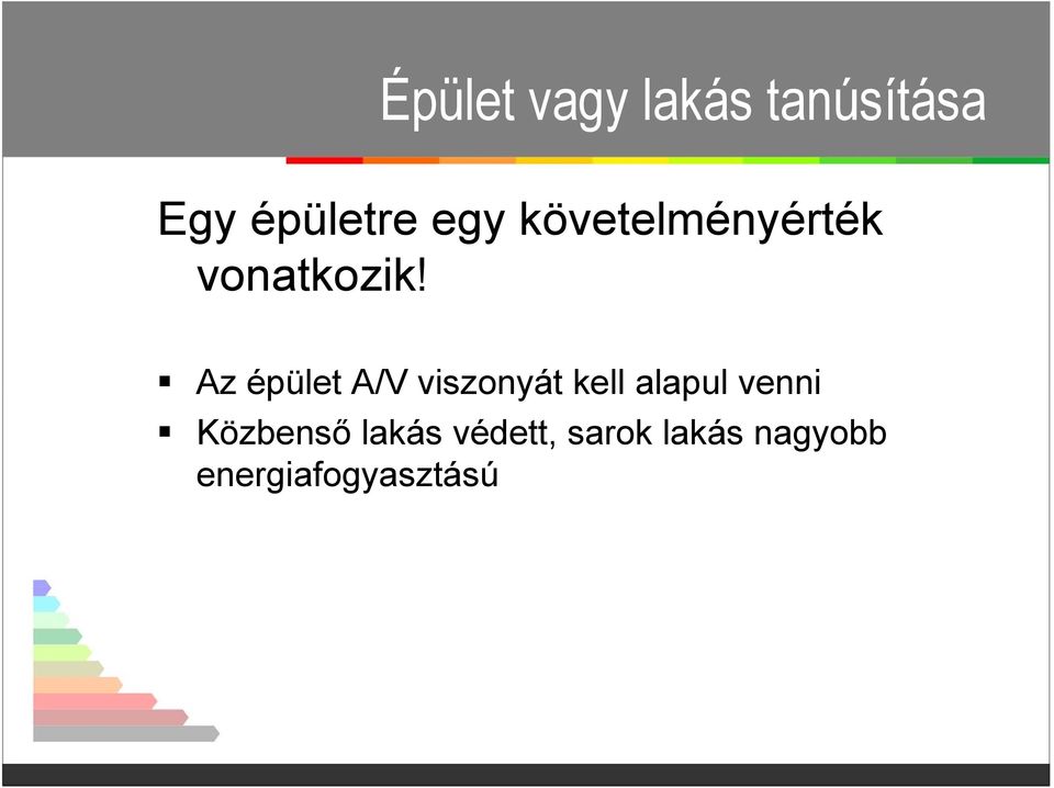 Az épület A/V viszonyát kell alapul venni