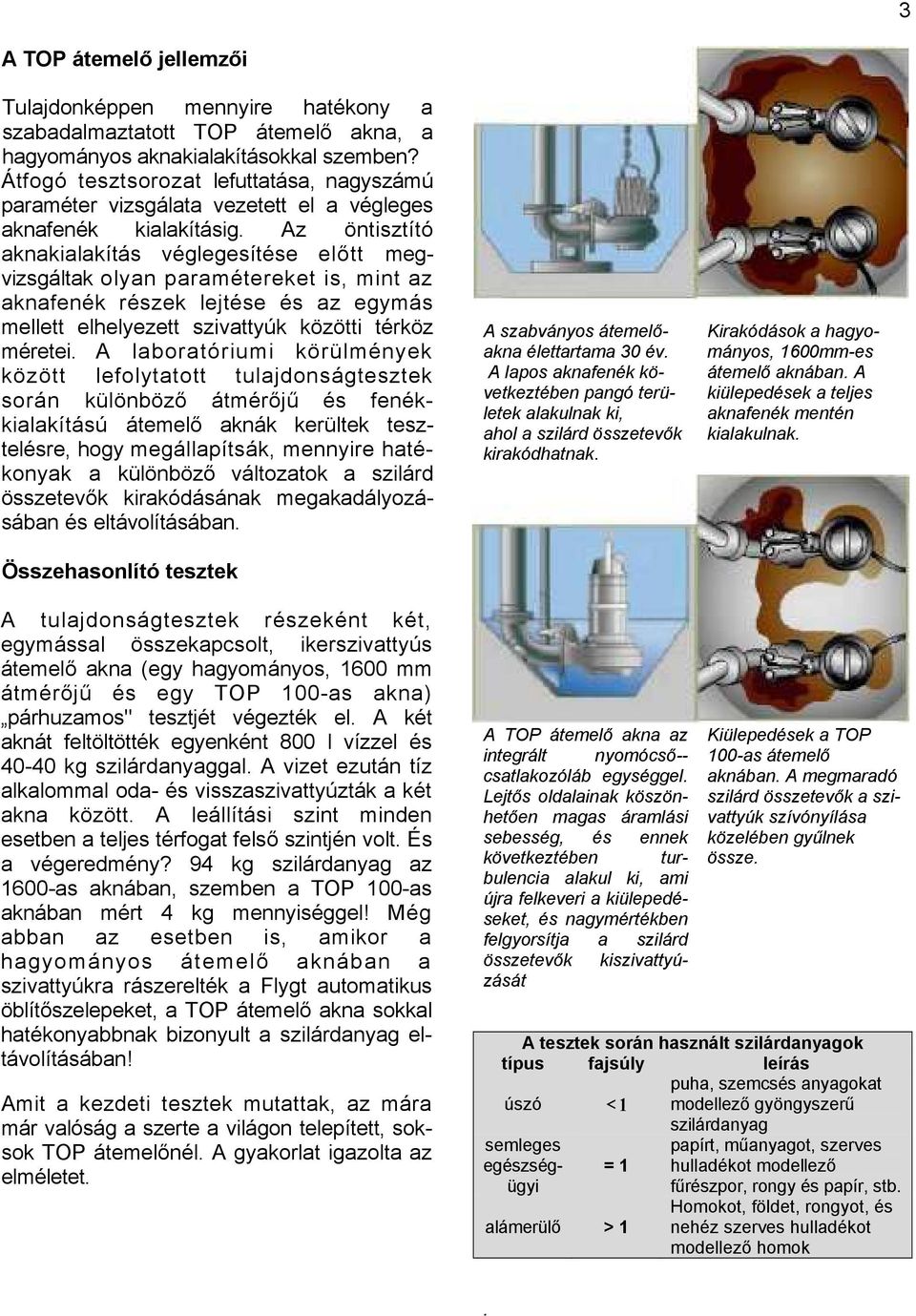 Az öntisztító aknakialakítás véglegesítése előtt megvizsgáltak olyan paramétereket is, mint az aknafenék részek lejtése és az egymás mellett elhelyezett szivattyúk közötti térköz méretei.