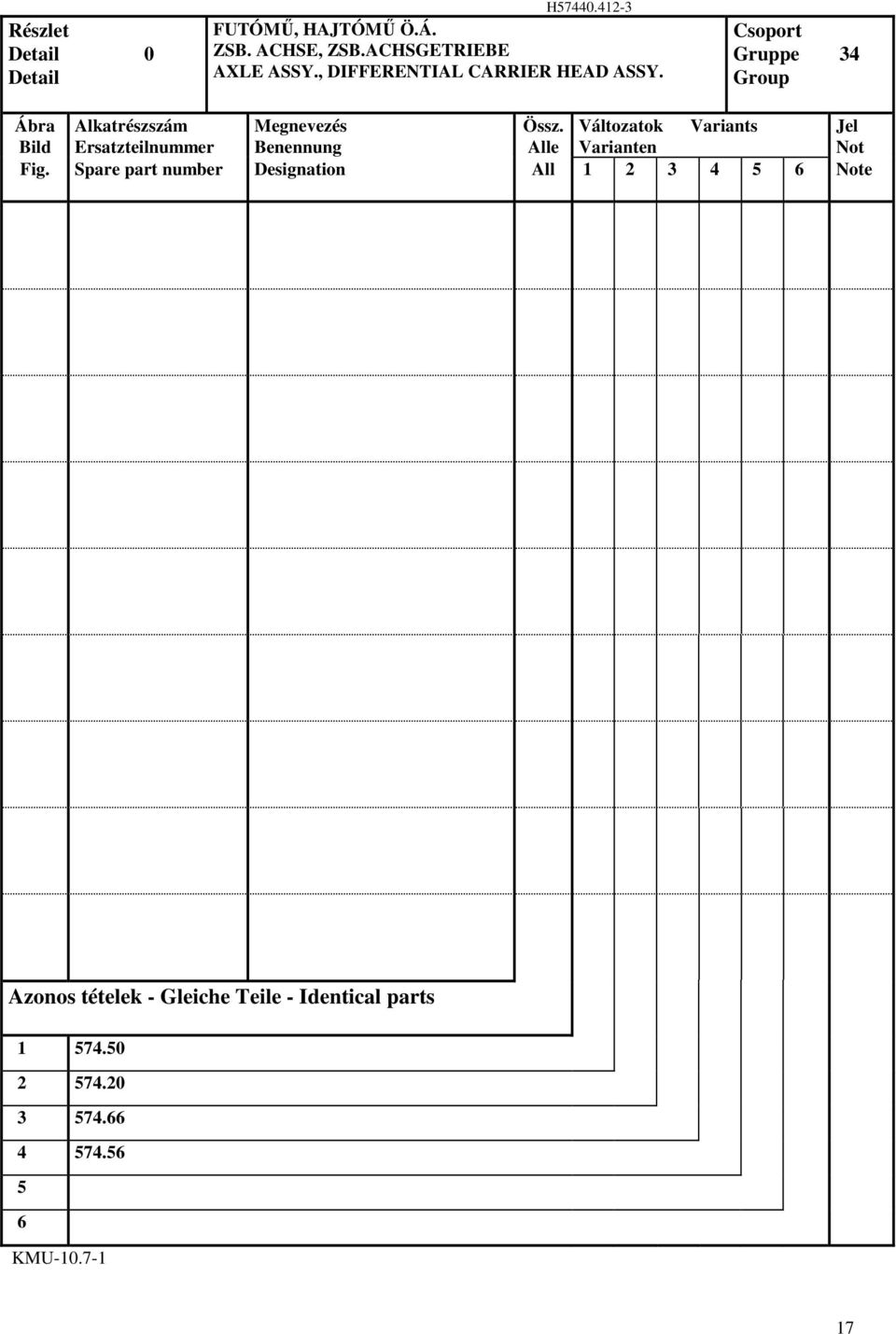 Változatok Variants Jel Bild Ersatzteilnummer Benennung Alle Varianten Not Fig.