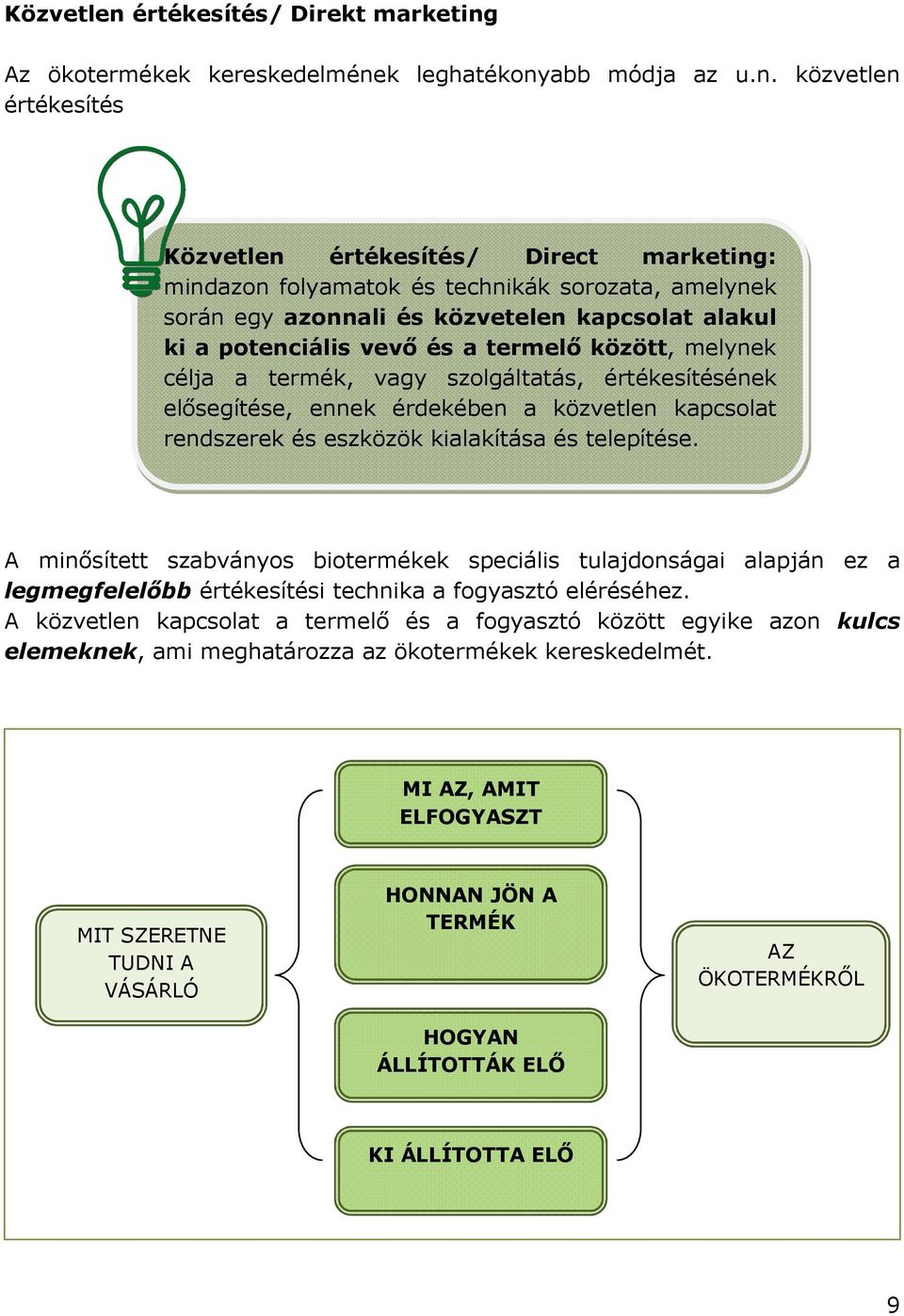 Az ökotermékek kereskedelméne