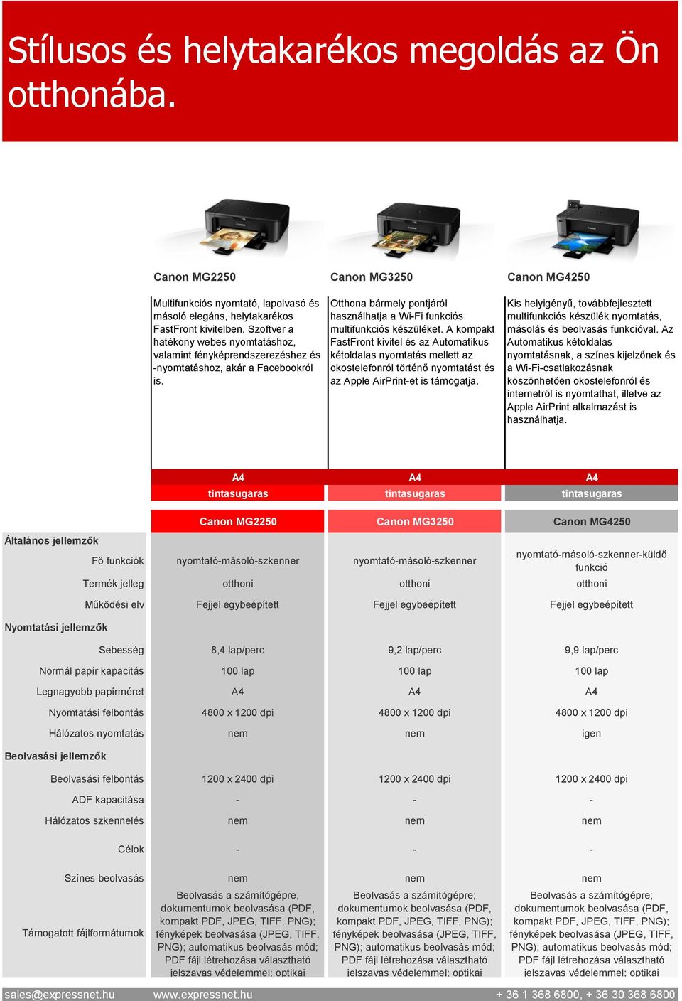 A kompakt FastFront kivitel és az Automatikus kétoldalas nyomtatás mellett az okostelefonról történő nyomtatást és az Apple AirPrint-et is támogatja.