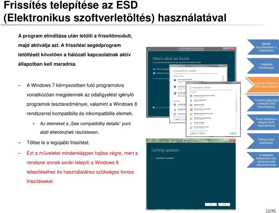 A Windows 7 környezetben futó programokra vonatkozóan megjelennek az odafigyelést igénylő programok teszteredményei, valamint a Windows 8 rendszerrel kompatibilis és