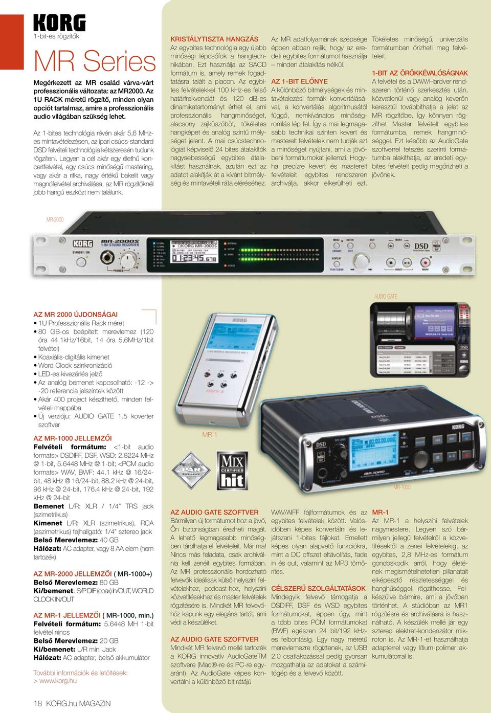 Az 1-bites technológia révén akár 5,6 MHzes mintavételezésen, az ipari csúcs-standard DSD felvételi technológia kétszeresén tudunk rögzíteni.