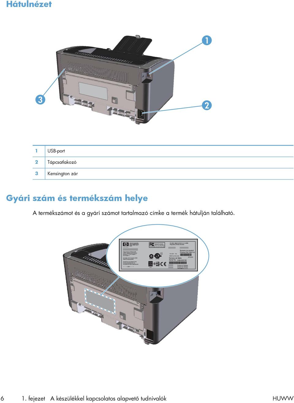 gyári számot tartalmazó címke a termék hátulján található.