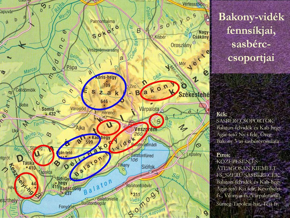 KÖZEPESEN ÉS ÁTLAGOSAN KIEMELT FS_SZERŰ SASBÉRECEK: Balaton-felvidék és Kab-hegy-