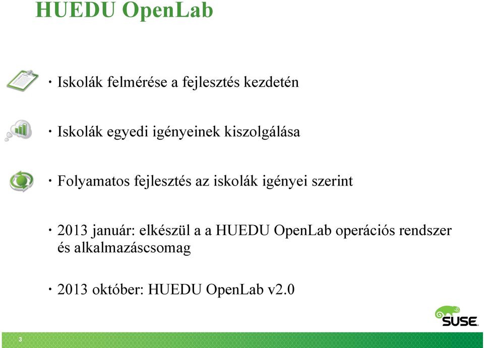 igényei szerint 2013 január: elkészül a a HUEDU OpenLab