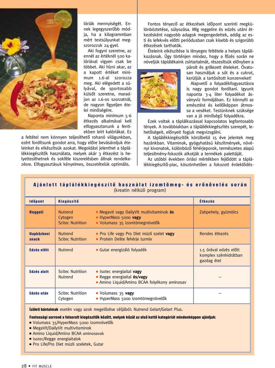 Naponta minimum 5-6 étkezés alkalmával kell elfogyasztanunk a fentiekben leírt kalóriákat.