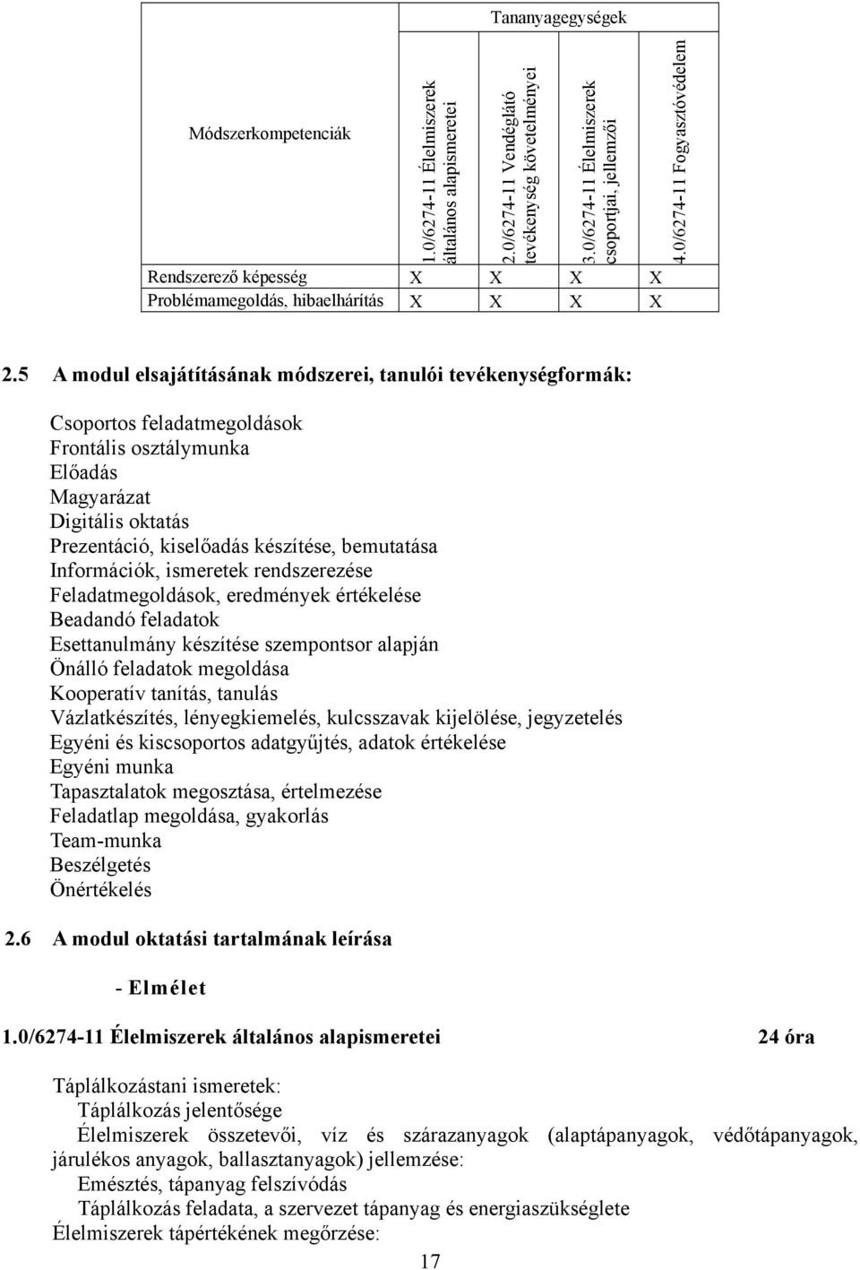 5 modul elsajátításának módszerei, tanulói tevékenységformák: Csoportos feladatmegoldások Frontális osztálymunka Előadás Magyarázat Digitális oktatás Prezentáció, kiselőadás készítése, bemutatása