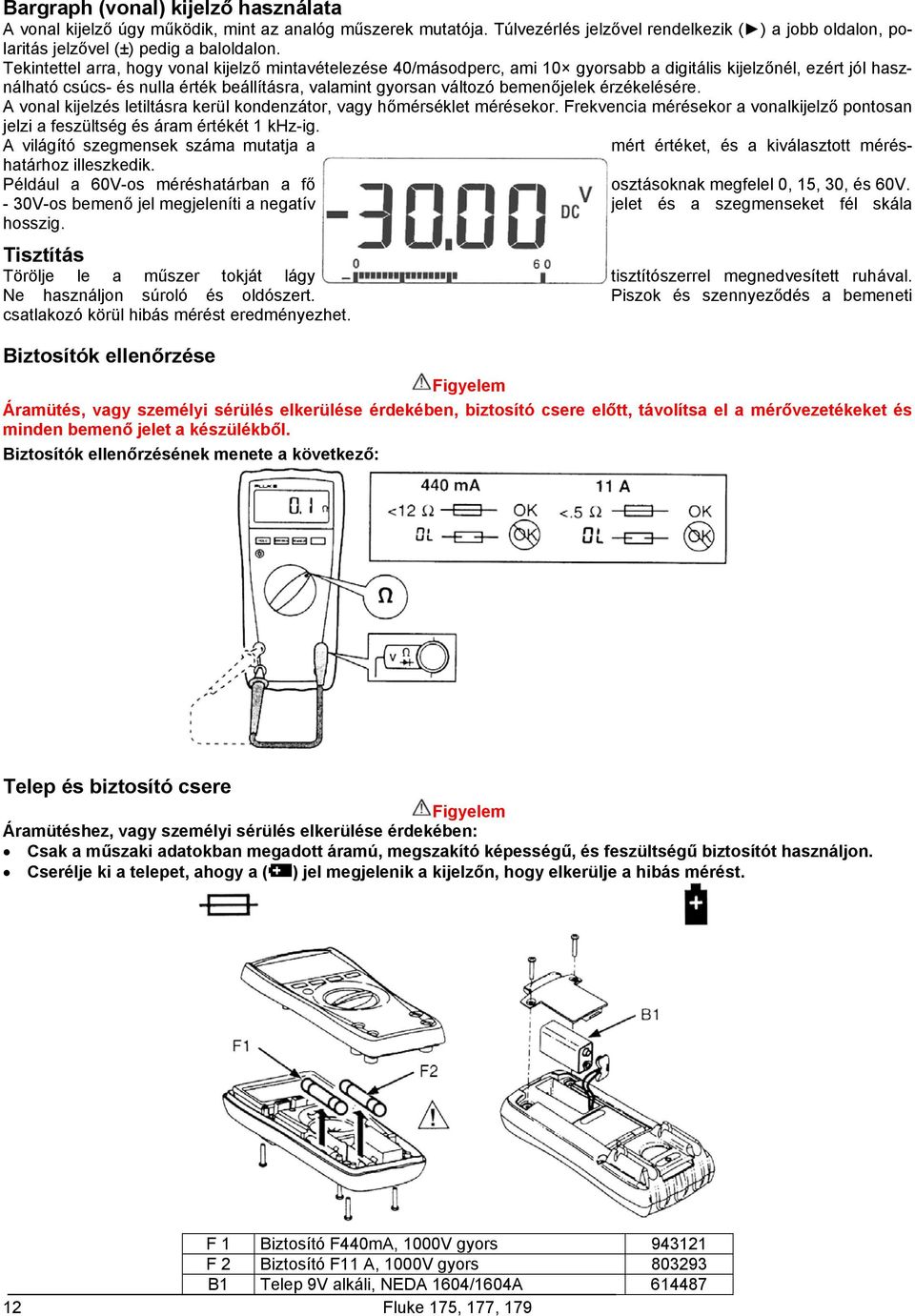bemenőjelek érzékelésére. A vonal kijelzés letiltásra kerül kondenzátor, vagy hőmérséklet mérésekor. Frekvencia mérésekor a vonalkijelző pontosan jelzi a feszültség és áram értékét 1 khz-ig.