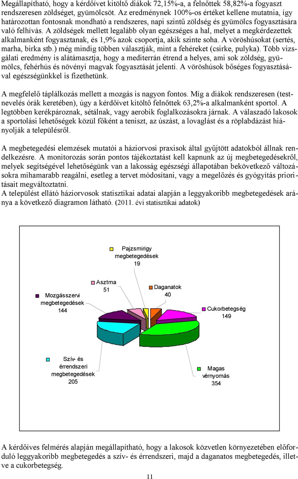 A zöldségek mellett legalább olyan egészséges a hal, melyet a megkérdezettek alkalmanként fogyasztanak, és 1,9% azok csoportja, akik szinte soha. A vöröshúsokat (sertés, marha, birka stb.