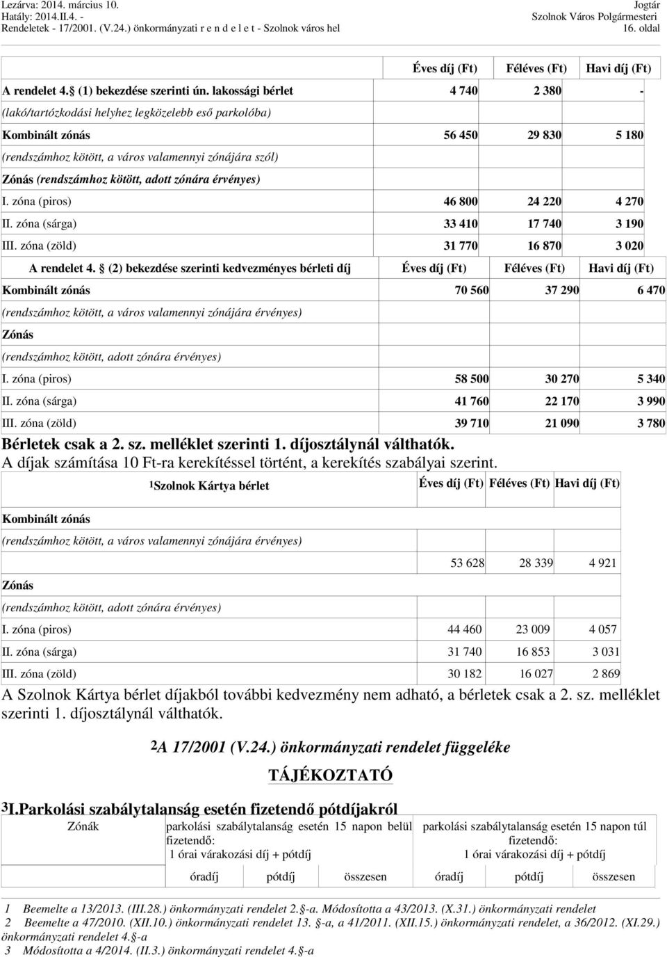 kötött, adott zónára érvényes) I. zóna (piros) 46 800 24 220 4 270 II. zóna (sárga) 33 410 17 740 3 190 III. zóna (zöld) 31 770 16 870 3 020 A rendelet 4.