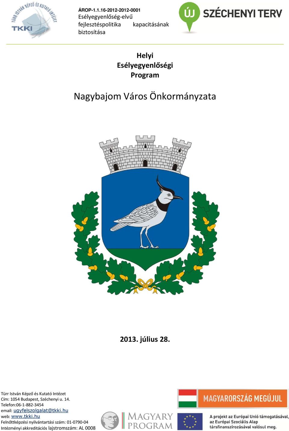 Esélyegyenlőségi Program Nagybajom Város Önkormányzata 2013. július 28.
