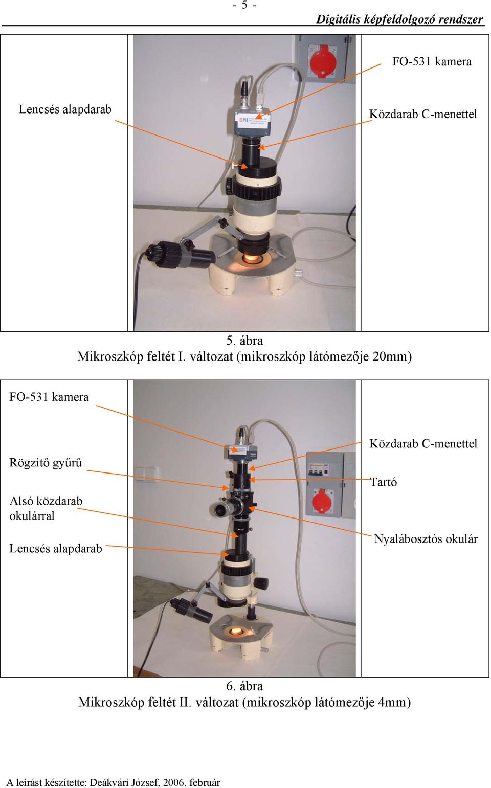 változat (mikroszkóp látómezője 20mm) FO-531 kamera Rögzítő gyűrű Alsó