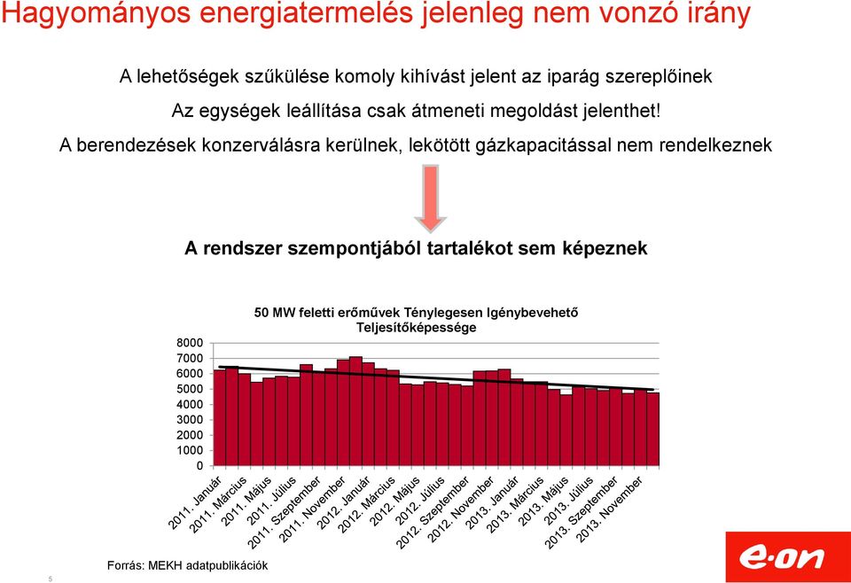 A berendezések konzerválásra kerülnek, lekötött gázkapacitással nem rendelkeznek A rendszer szempontjából