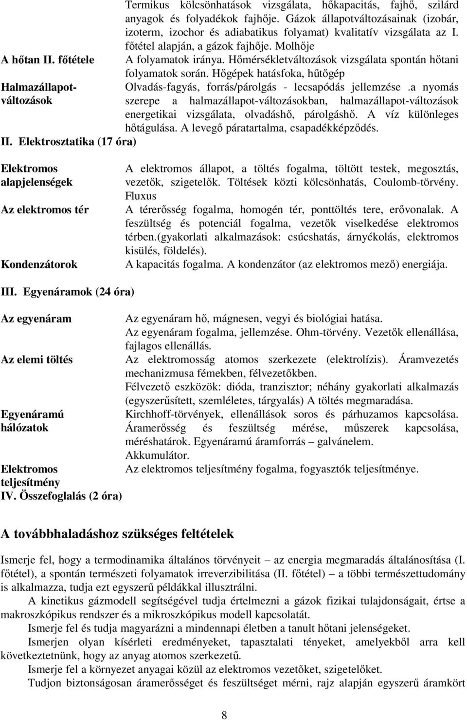 Hőmérsékletváltozások vizsgálata spontán hőtani folyamatok során. Hőgépek hatásfoka, hűtőgép Olvadás-fagyás, forrás/párolgás - lecsapódás jellemzése.