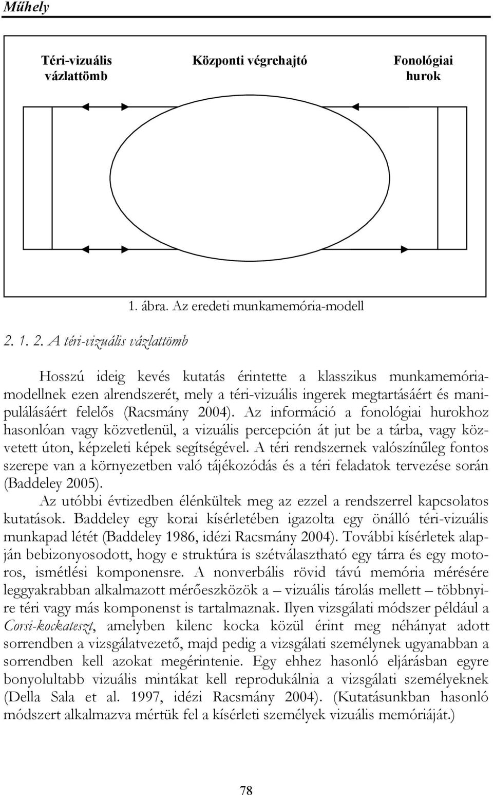 (Racsmány 2004). Az információ a fonológiai hurokhoz hasonlóan vagy közvetlenül, a vizuális percepción át jut be a tárba, vagy közvetett úton, képzeleti képek segítségével.