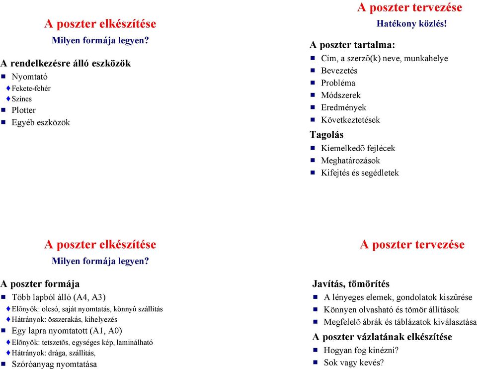 poszter elkészítése Milyen formája legyen?