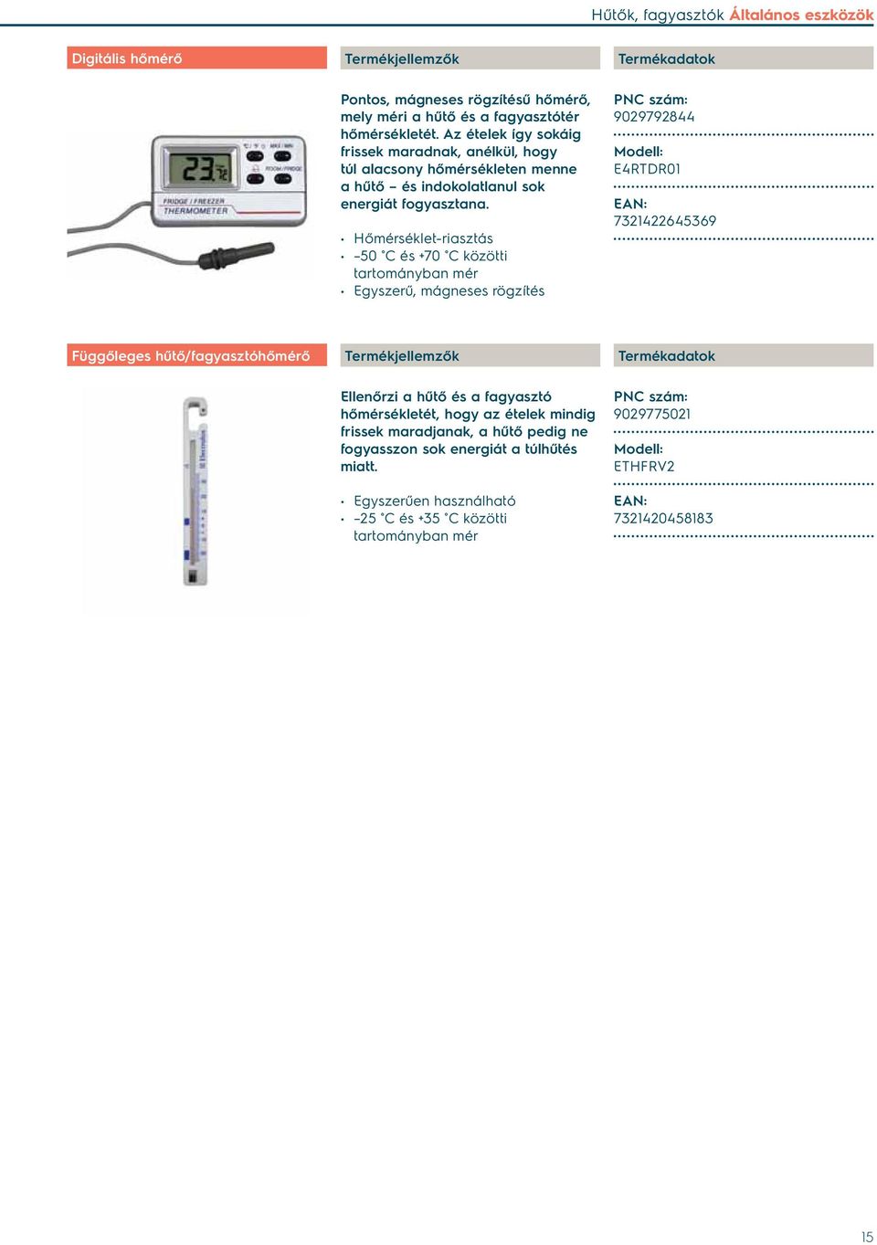 Hőmérséklet-riasztás 50 C és +70 C közötti tartományban mér Egyszerű, mágneses rögzítés 9029792844 E4RTDR01 7321422645369 Függőleges hűtő/fagyasztóhőmérő Ellenőrzi a